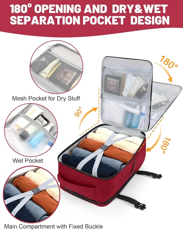 Detalle de MOCOCITO Sac à dos de voyage cabine avion 40x30x20 pour ordinateur 15,6'' – Rouge