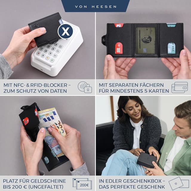 Thumbnail 1 de VON HEESEN Slim Wallet Leder 9 x 7 cm