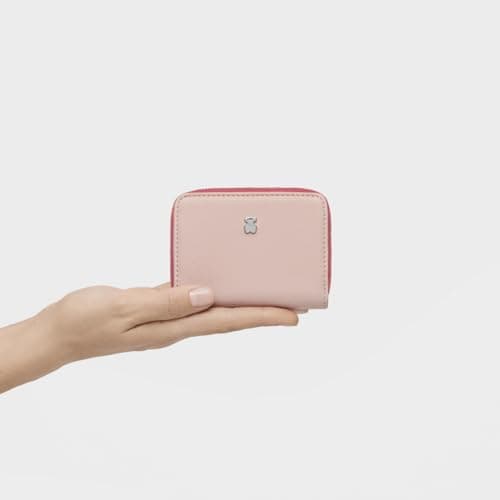 Thumbnail 5 de TOUS Monedero Mediano de Poliuretano con Efecto Saffiano en Beige y Rosa, Cierre Presión y Cremallera, Medidas 11 x 8 x 3 cm, Bonito y Chic, Colección Dubai