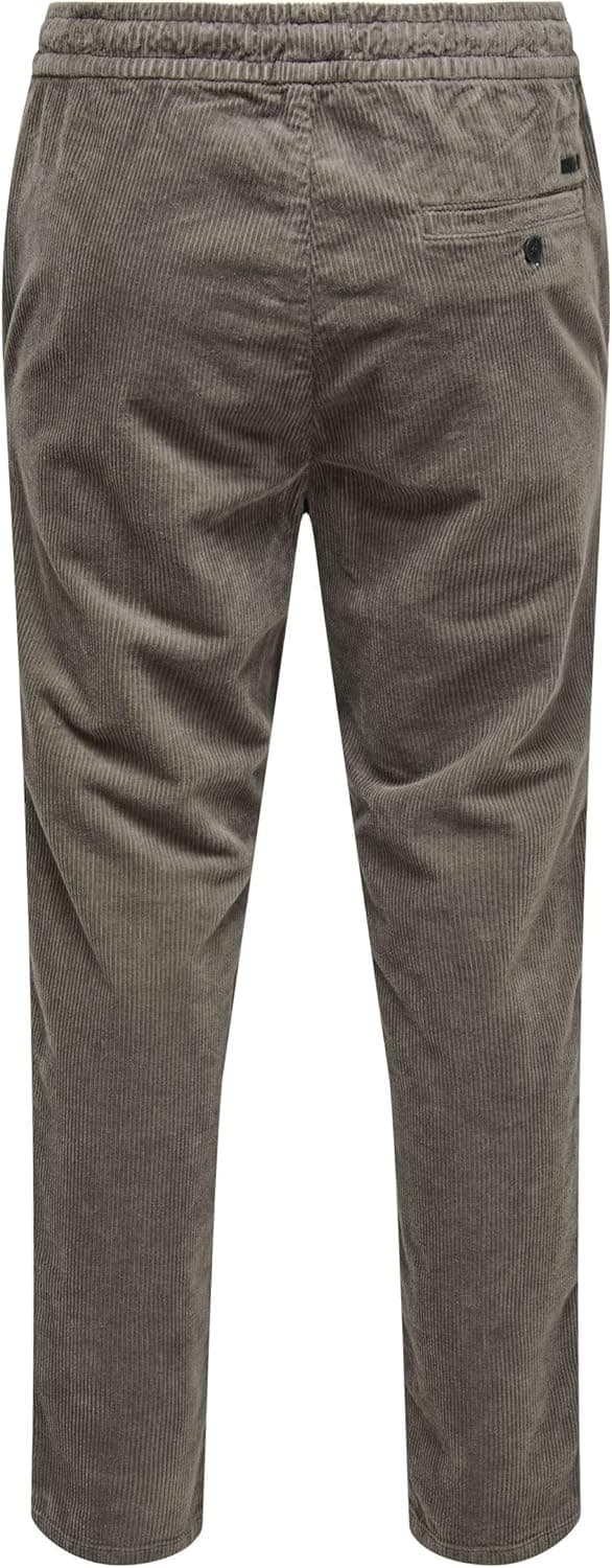Detalle 2 de Only & Sons Onslinus Tap Corduroy 0185: pantaloni in velluto a coste da uomo con coulisse