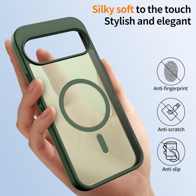 Detalle 2 de Jshru Magnetic Case for Google Pixel 9 & Pixel 9 Pro (Sage Green) with Magsafe support