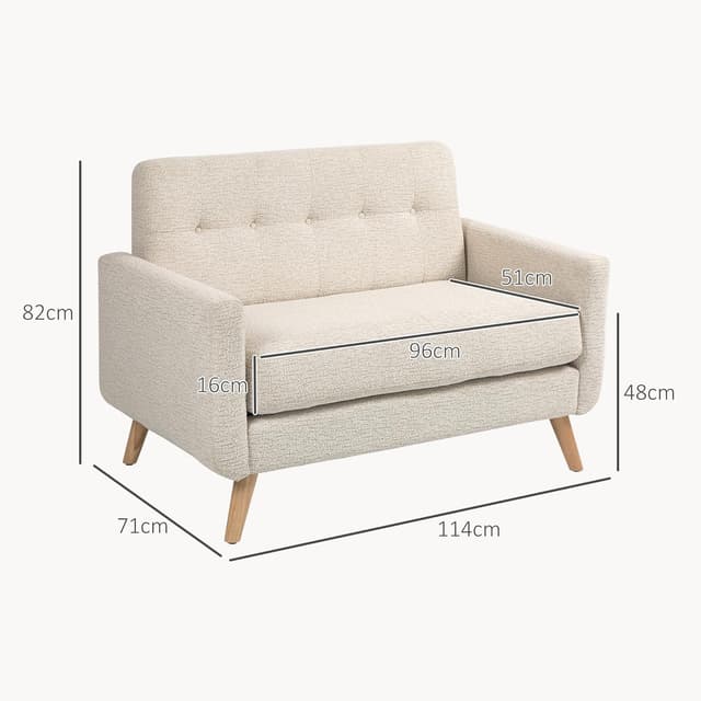 Detalle 2 de HOMCOM Sofá 2 plazas beige 114 cm