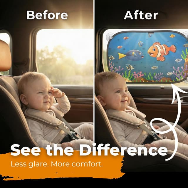 Detalle de Car Window Shades for Baby (48 x 30 cm) by Neo Design – UV protection with suction cups, pack of 2