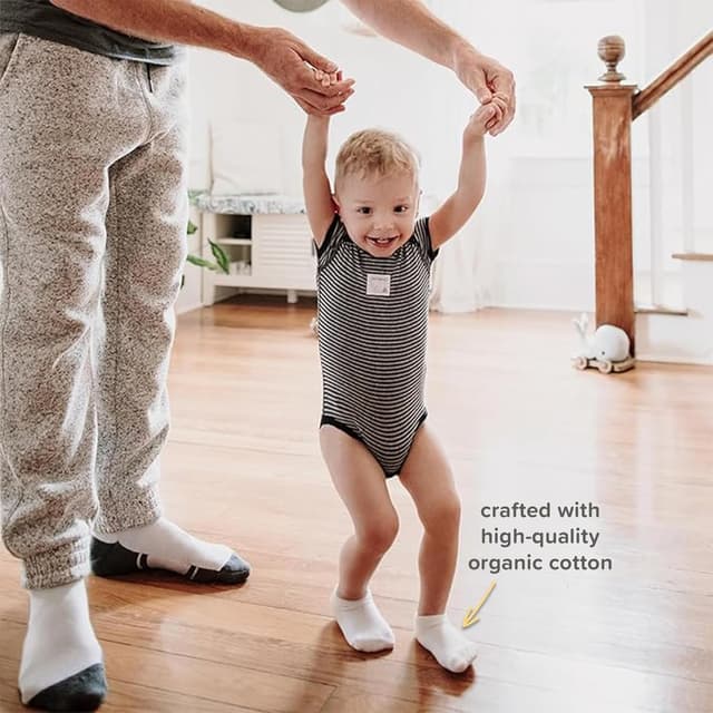 Detalle de Burt's Bees Baby Girls' Ankle Socks with Non-Slip Grips (6-Pack)