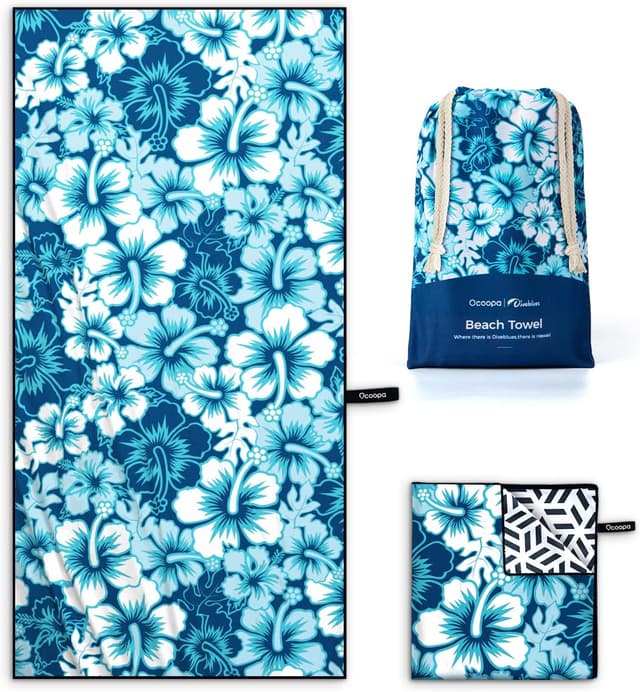 Detalle de OCOOPA Serviette de plage en microfibre 200 x 145 cm, séchage rapide et anti-sable