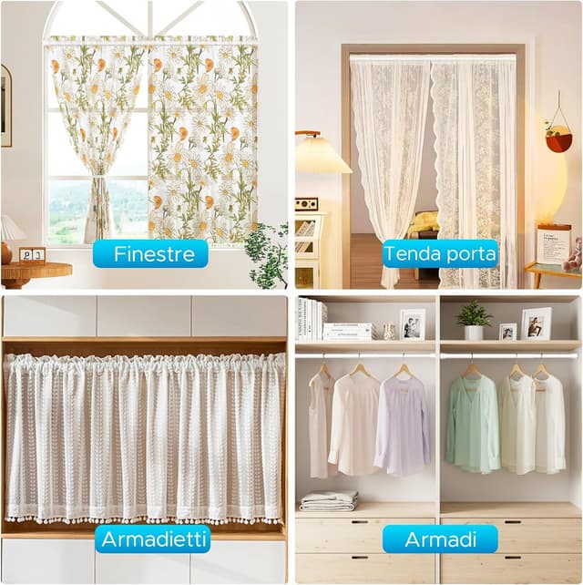 Thumbnail 6 de BSYXLSX Bastoni a pressione estensibili per tende (2 pezzi) 70-100 cm, diametro 16 mm, bianco