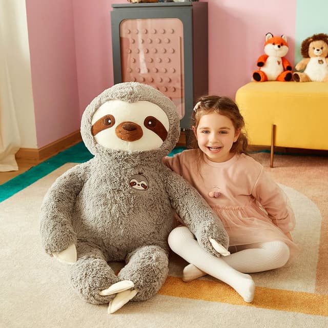 Thumbnail 3 de IKASA Large Sloth Soft Stuffed Animal (Grey) – 78cm plush bradypode toy