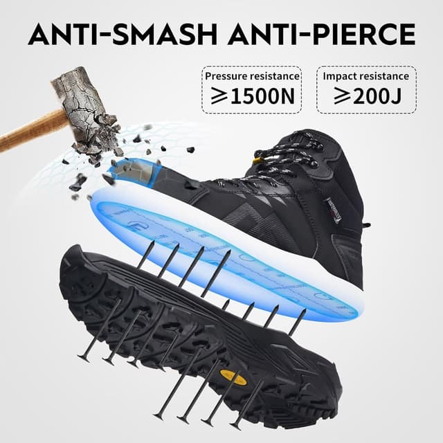 Detalle de CYKYGGO Scarpe antinfortunistiche alte S3 ESD impermeabili in pelle (uomo/donna)