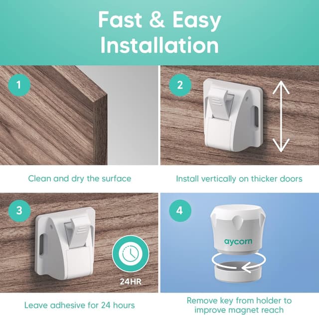 Thumbnail 5 de AYCORN Magnetic Safety Cupboard Locks 10x