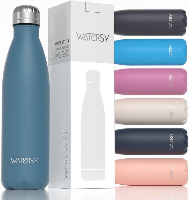 Detalle de WATERSY Stainless Steel Insulated Water Bottle (500ml) in Smog Blue