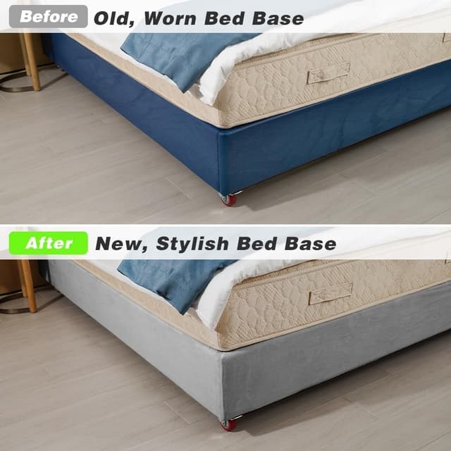 Detalle 1 de DUJUIKE Mantovana per giroletto in velluto riccio per divano letto, protezione e rinnovo (Cal King 180–190 cm) – Grigio chiaro