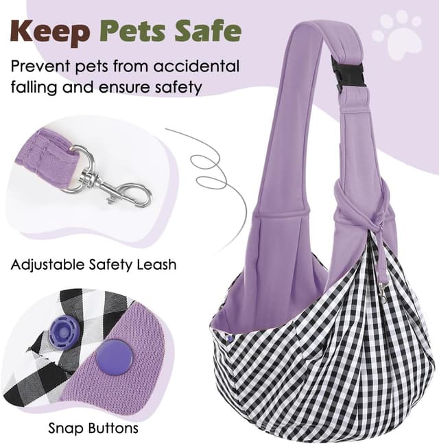 Detalle de Pawaboo Hundetragetasche für kleine Hunde (wendbar, freihändig) – violett