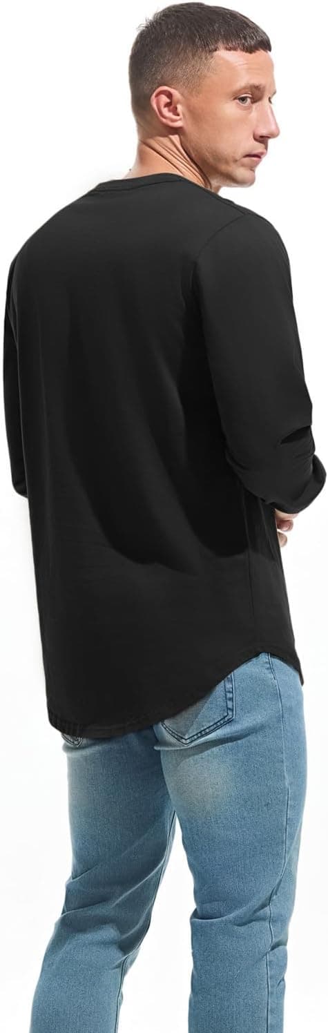 Detalle 2 de VEIISAR Herren Dickes Rundhalsmantel T-Shirt aus 100% Baumwolle (Heavy Weight, Preshrunk Longline)