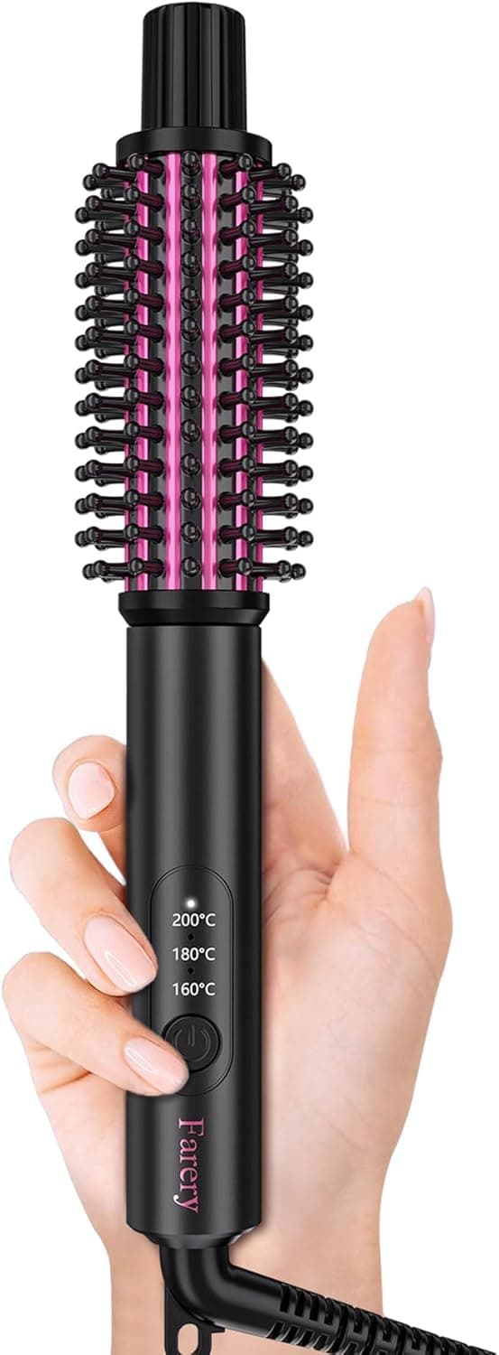 Detalle de FARERY Mini Thermal Brush Heizbare Rundbürste 25 mm – 3 Temperaturstufen (160–200 °C) für Locken & Volumen