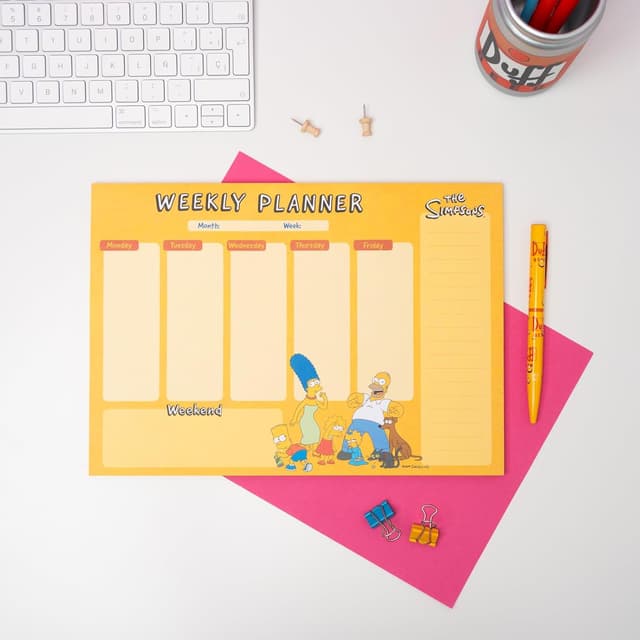 Detalle de Gruppo Erik Weekly Planner A4 The Simpson, planning settimanale orizzontale con 54 fogli a strappo