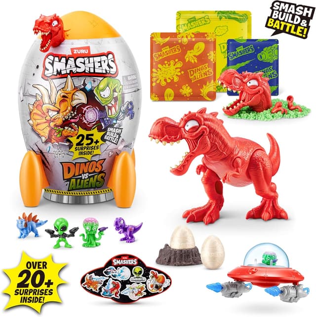 Detalle 2 de ZURU Smashers Dino vs Aliens Medium (T-REX) – aufschlagbares Spielzeug-Ei mit 20+ Überraschungen