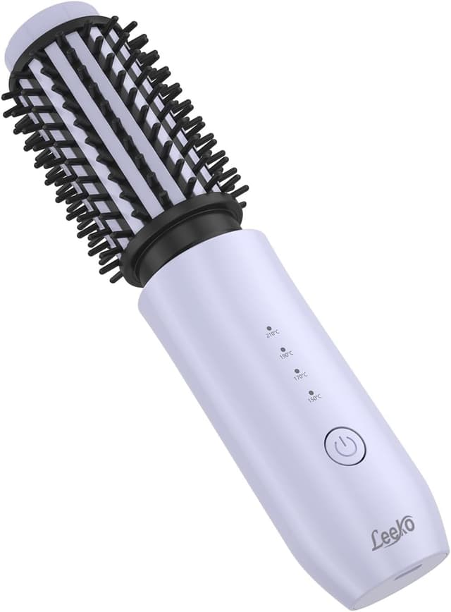 Detalle de NeuWee Cordless Hair Curling Brush (Mini 3 in 1) – USB Rechargeable Heated Wand with 4 Temperatures (Purple)