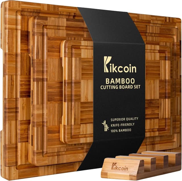 Imagen de Kikcoin Extra Large Bamboo Cutting Boards Set of 3 ⚖ en OfertitasTOP
