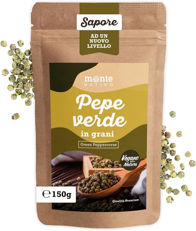 Detalle de Grani di Pepe Verde Monte Nativo (150 g) di Grani di Pepe verde: spezie essiccate per un tocco vivace e fresco