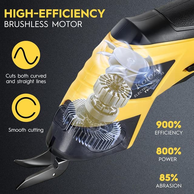 Detalle 2 de Kolozy Cordless Electric Scissors 4V (2500mAh, 10,000RPM) – Rechargeable cutter for cardboard, fabric, carpet, leather