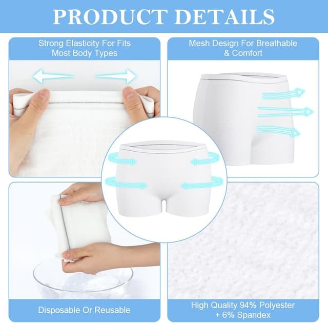 Detalle de ACWOO Postpartum Disposable Knickers (10 pack) – high-waist mesh pants for C-section recovery, travel, period & incontinence