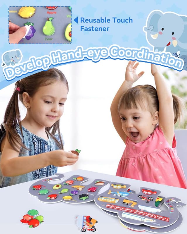 Detalle de Heypappy Montessori-style Elephant Busy Board for Toddlers with Fine Motor Activities