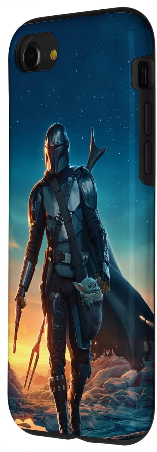 Detalle 2 de Coque Star Wars The Mandalorian et Grogu au coucher du soleil pour iPhone SE (2020) / 7 / 8