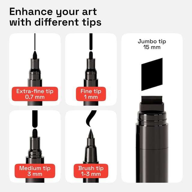 Detalle 2 de Artistro 5 Schwarze Acrylstifte 5er Set