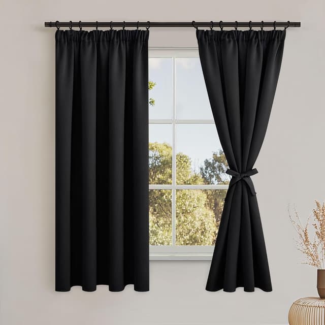 Detalle de DWCN Verdunkelungsvorhänge Schwarz 183x117 2er Set