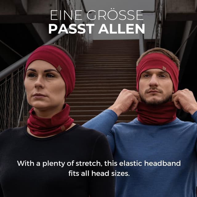 Detalle 2 de menique dehnbare Sport-Yoga-Stirnbänder für Damen aus 100% Merinowolle