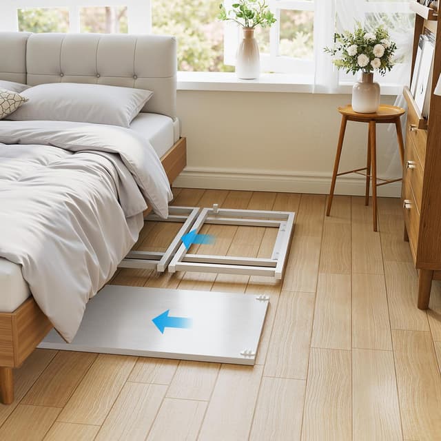 Detalle 2 de GreenForest Folding Desk with Monitor Shelf (80cm) — white, small foldable computer desk for home office