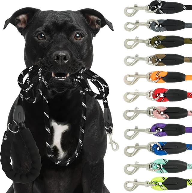 Detalle de Reichstadt Pets Guinzaglio per cani in nylon morbido con impugnatura in EVA riflettente e moschettone girevole 1,5 m