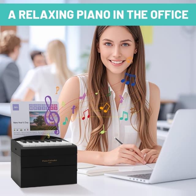 Detalle de Taylor Sänger Kalender 2026: spielbarer Mini-Klavier-Tischkalender mit 26 Karten und 52 Liedern