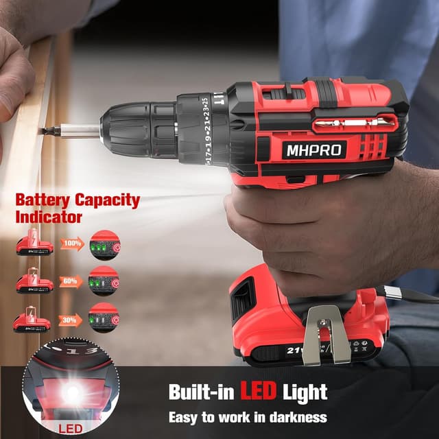 Detalle de MHPRO Taladro Percutor 21V 🔨