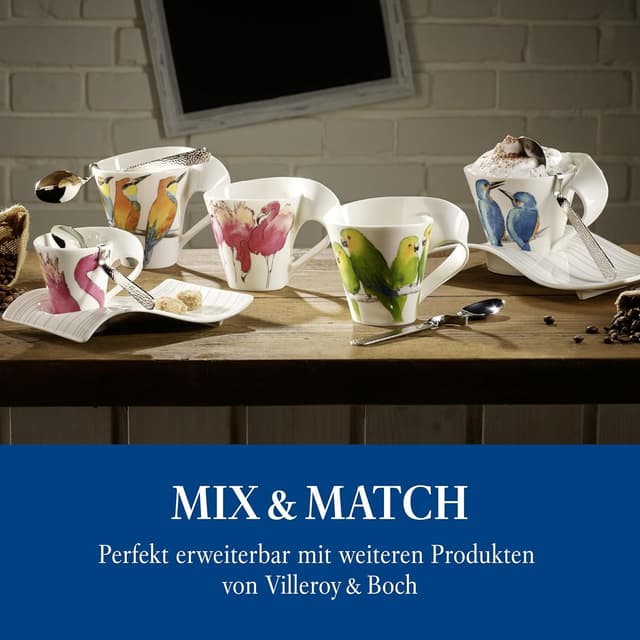 Thumbnail 6 de Villeroy & Boch Newwave Caffè Kaffeebecher „Eisvogel“ mit Henkel (240 ml) – Porzellan für Kaffee, Tee oder Kakao