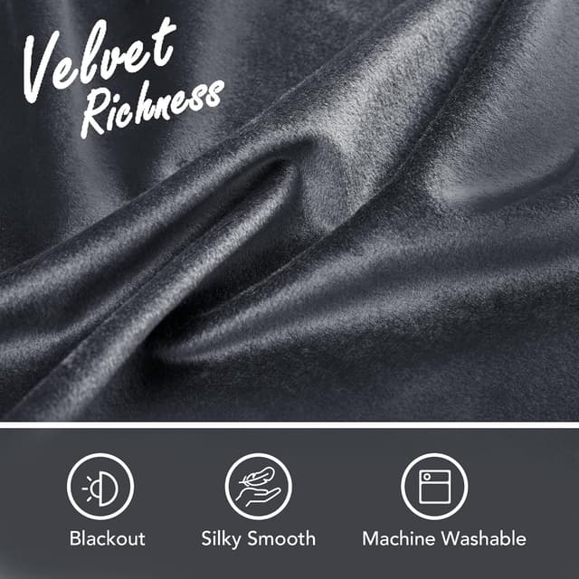 Thumbnail 5 de Deconovo Rideaux velours occultants 140×175 cm – gris (2) 📉