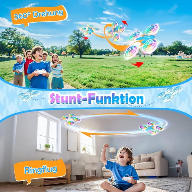 Detalle de Zookao Mini Drohne für Kinder ab 6 Jahren mit LED-Lichtern und 360°-Flips