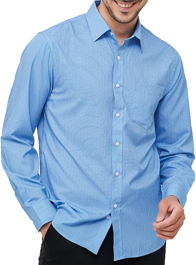 Detalle de Misfuso Herren Langarm-Shirt (Slim Fit/Regular Fit) aus Baumwolle – Freizeithemd als T-Shirt-Alternative