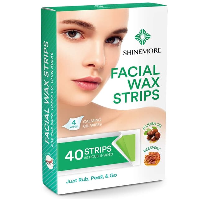 Thumbnail 6 de ShineMore Facial Wax Strips for Hair Removal (40 Strips + 4 Calming Oil Wipes) for Face, Eyebrow, Upper Lip, and Chin