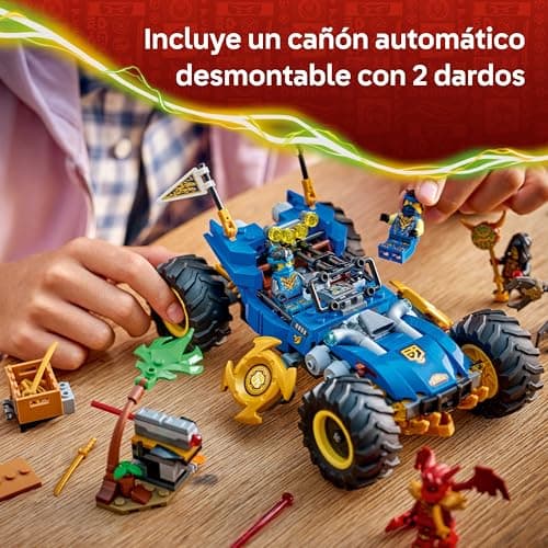 Detalle 2 de LEGO Ninjago 2en1 Coche Transformable de Jay (71856): camión con 5 minifiguras, Kai y Nya