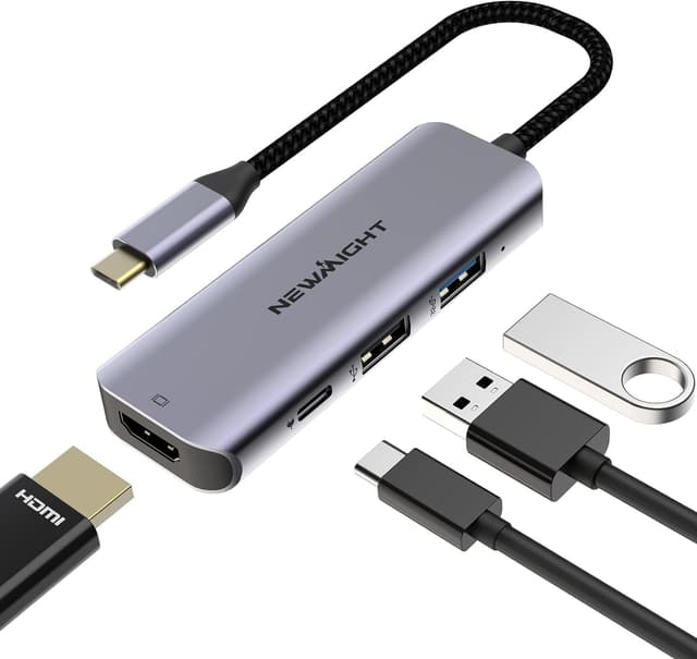 Detalle de Newmight 4-in-1 USB-C Hub with 100W Power Delivery and HDMI 4K (USB 3.0 + USB 2.0 ports)
