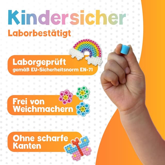 Detalle de MUTKIND® XL Bügelperlen-Set 10 mm (1500 Stück) Pastellfarben – inkl. 50 Vorlagen zum Download