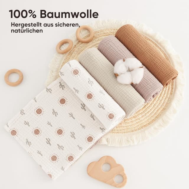 Detalle de Bearmoss Moltontücher 60×60 cm, 4er Pack