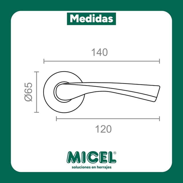 Detalle de Jeu de poignée avec rosace large Micel 07081 en aluminium finition laiton, couleur or brillant