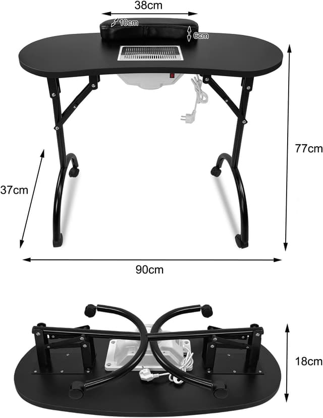 Thumbnail 2 de YRHome Table de manucure pliable avec aspiration