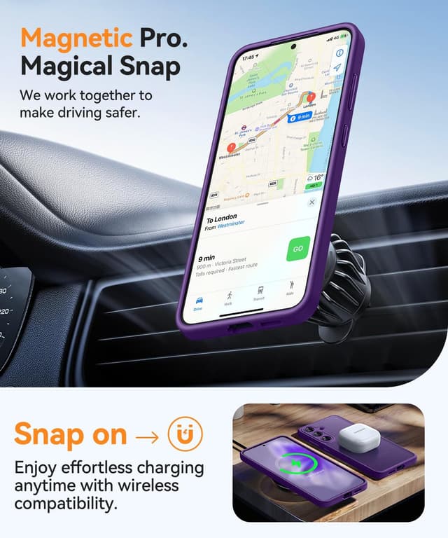 Detalle de CANSHN Hülle für Samsung Galaxy S24 mit Kameraschutz und MagSafe-Magnetkraft (N52), transparent matt dunkelviolett