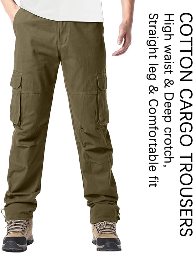 Detalle de YAOHUOLE men’s cargo trousers: military combat work pants with 6 pockets