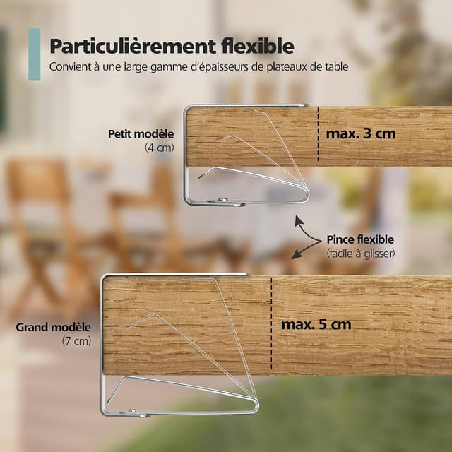 Detalle de Virea (lot de 8) pinces à nappe en acier inoxydable argent pour tables jusqu’à 3 cm d’épaisseur