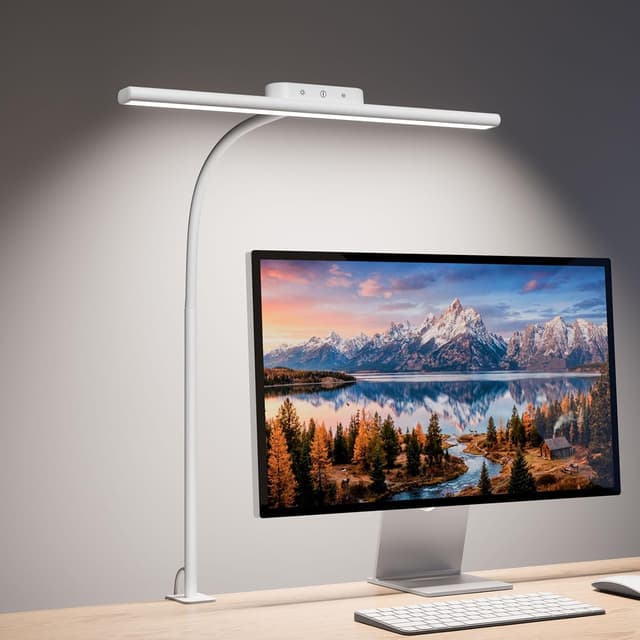 Detalle de Lepro lampe de bureau flexible à pince, 11 W, 5 modes de couleur et 5 niveaux de luminosité (blanc)
