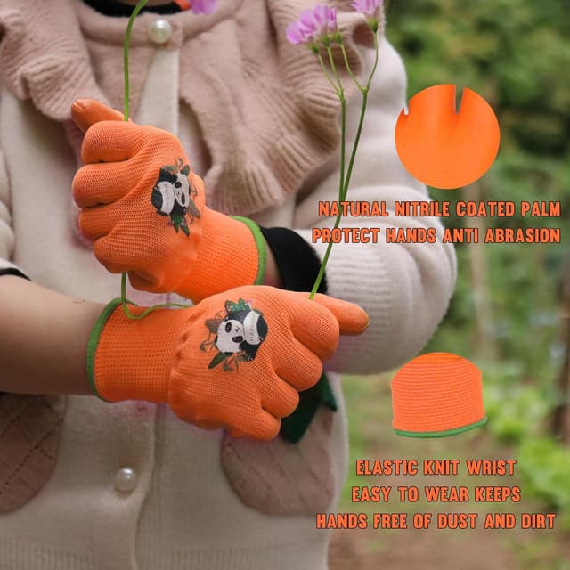 Detalle de HANDLANDY 3 Pairs Kids Gardening Gloves Size L